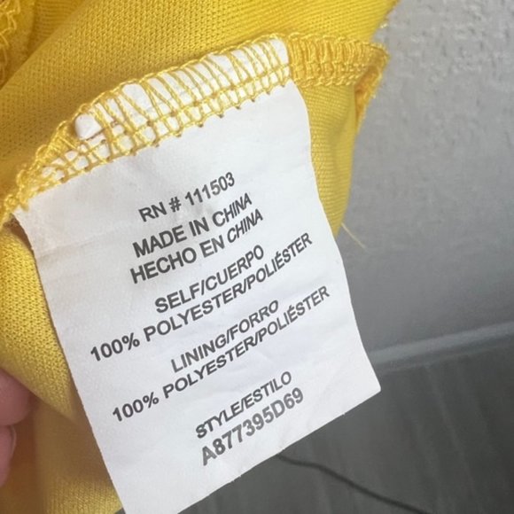 AUW Womens Floral Yellow High Low Dress Cap Sleeve Cinched Waist Tie Bust - Picture 4 of 6